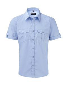 Russell Europe R-919M-0 - Men`s Roll Sleeve Shirt Pool Blue