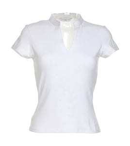 Kustom Kit KK770 - Women's corporate short sleeve top v-neck mandarin collar White