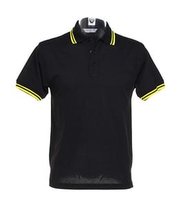 Kustom Kit KK409 - Tipped Piqué Poloshirt Black/Yellow