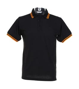 Kustom Kit KK409 - Tipped Piqué Poloshirt Black/Orange