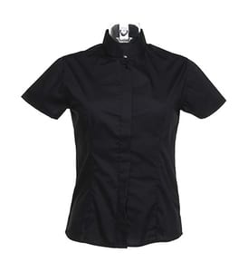 Bargear KK736 - Women's bar shirt Mandarin collar short sleeve Black