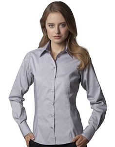 Kustom Kit KK789 - Women's contrast premium Oxford shirt long sleeve Silver Grey/Charcoal