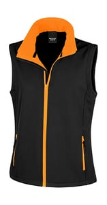 Result Core R232F - Women's printable softshell bodywarmer Black/Orange