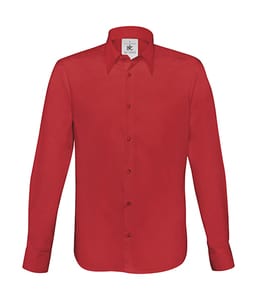 B&C London - Longsleeve Stretch Shirt - SM580 Deep Red 