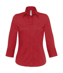 B&C Milano - Poplin Blouse with 3/4 Sleeves - SW520 Deep Red 