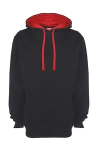 FDM FH002 - Contrast Hoodie Black/Fire Red
