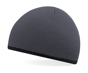 Beechfield B44c - Two-Tone Beanie Knitted Hat Graphite Grey/Black