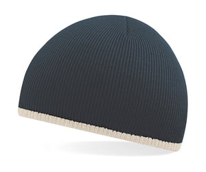 Beechfield B44c - Two-Tone Beanie Knitted Hat French Navy/Stone