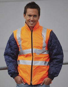 Yoko HV008SL - Hi-Vis Quilted Jacket with Zip-Off Sleeves Hi-Vis Orange