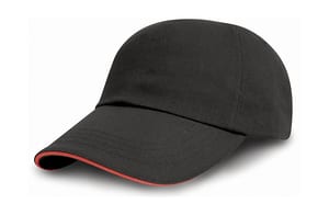 Result Caps RC050X - Brushed Cotton Drill Cap Black/Red