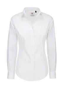 B&C SWP23 - Ladies Black Tie Elastane Long Sleeve Poplin