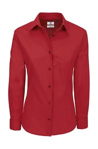 B&C Heritage LSL Women - Ladies` Heritage LS Poplin Shirt - SWP43 Deep Red 