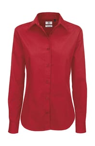 B&C SWT83 - Ladies' Sharp Twill Long Sleeve Shirt Deep Red 