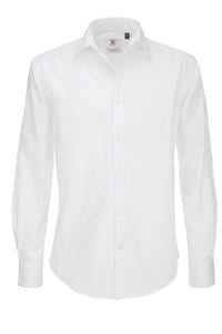 B&C Black Tie LSL Men - Men`s Black Tie Elastane LS Shirt - SMP21 White