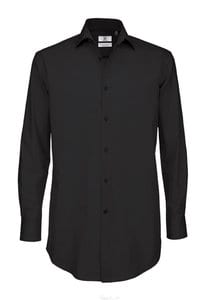 B&C Black Tie LSL Men - Men`s Black Tie Elastane LS Shirt - SMP21 Black