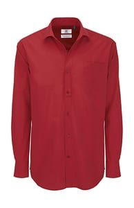 B&C Heritage LSL Men - Men`s Heritage LS Poplin Shirt - SMP41 Deep Red 