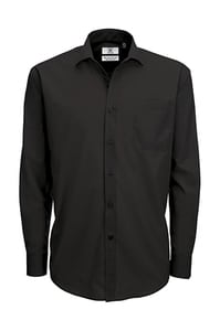 B&C SMP61 - Men's Smart Long Sleeve Poplin Shirt Black