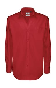 B&C SMT81 - Men's Sharp Twill Cotton Long Sleeve Shirt Deep Red 