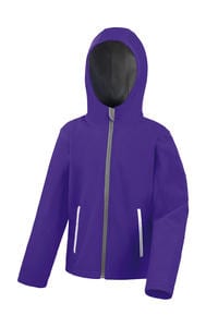 Result R224J/Y - Kids TX Performance Hooded Softshell Jacket Purple/Grey