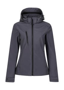 Regatta Professional TRA702 - Women's Venturer 3-Layer Hooded Softshell Jacket Seal Grey/Black