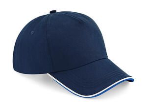 Beechfield B25c - Authentic 5 Panel Cap - Piped Peak French Navy/Bright Royal/White
