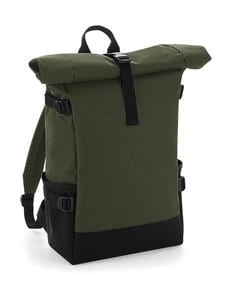 Bag Base BG858 - Block Roll-Top Backpack Olive Green/Black