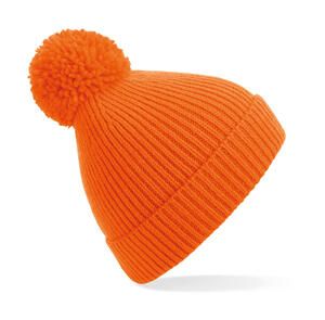 Beechfield B382 - Engineered Knit Ribbed Pom Pom Beanie Orange