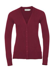 Russell Europe R-715F-0 - Ladies` V-Neck Knitted Cardigan Cranberry Marl