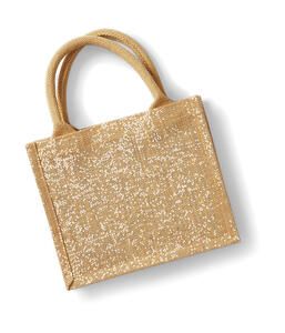 Westford Mill W431 - Shimmer Jute Mini Gift Bag Natural / Gold