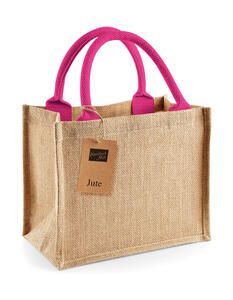 Westford Mill W412 - Jute Mini Gift Bag Natural/Fuchsia