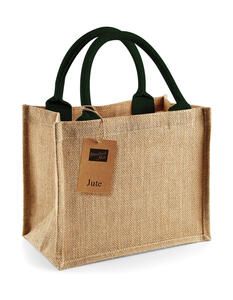 Westford Mill W412 - Jute Mini Gift Bag Natural/ Forest Green