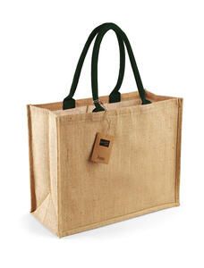 Westford Mill W407 - Classic Jute Shopper Natural/ Forest Green