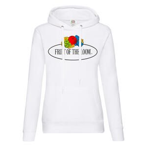 Fruit of the Loom Vintage Collection 012038A - Ladies Vintage Hooded Sweat Large Logo Print White