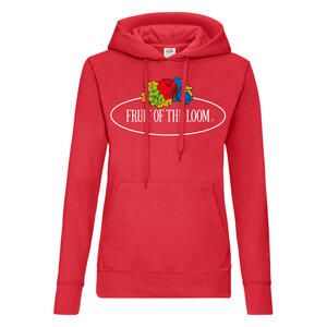 Fruit of the Loom Vintage Collection 012038A - Ladies Vintage Hooded Sweat Large Logo Print Red