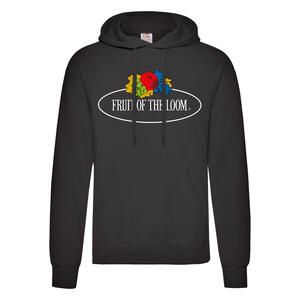 Fruit of the Loom Vintage Collection 012208A - Vintage Hooded Sweat Classic Large Logo Print Black
