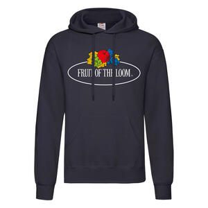 Fruit of the Loom Vintage Collection 012208A - Vintage Hooded Sweat Classic Large Logo Print Deep Navy