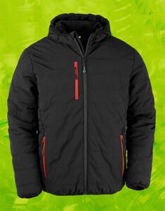 Result Genuine Recycled R240X - Black Compass Padded Winter Jacket Black/Red