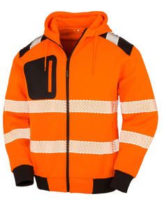 Result Genuine Recycled R503X - Recycled Robust Zipped Safety Hoody Fluorescent Orange