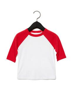 Bella+Canvas 3200T - Toddler 3/4 Sleeve Baseball Tee White/Red