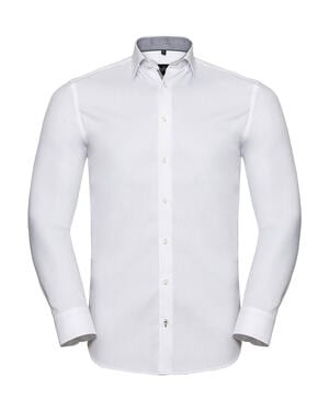 Russell Collection 0R964M0 - Tailored Contrast Herringbone Shirt LS