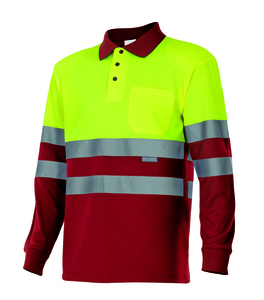 Velilla 175 - HV LS TWO-TONE POLO Red/Hi-Vis Yellow